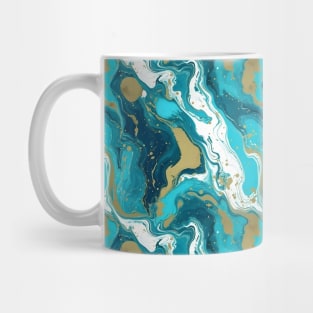 Turquoise and Gold Liquid Marble Texture Mug